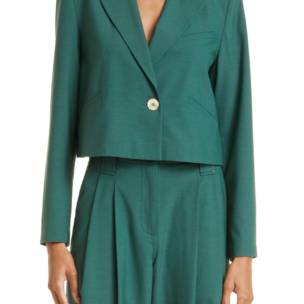 Ganni Green and Cream Top